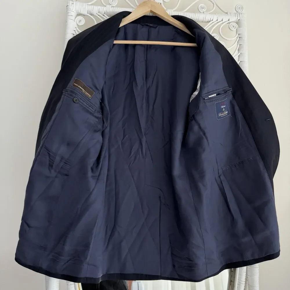 Brooks Brothers Jacket 40R Navy Wool 1818 Madison Chalk Stripe Blazer Italy Made